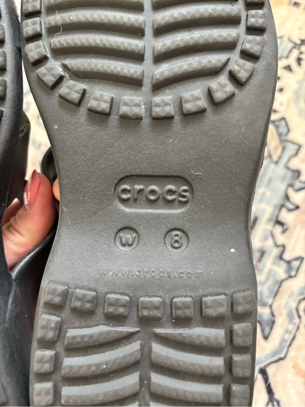 Crocs Women’s Black Sandal - Comfortable Strappy Slide / Size 8 - Picture 6 of 6